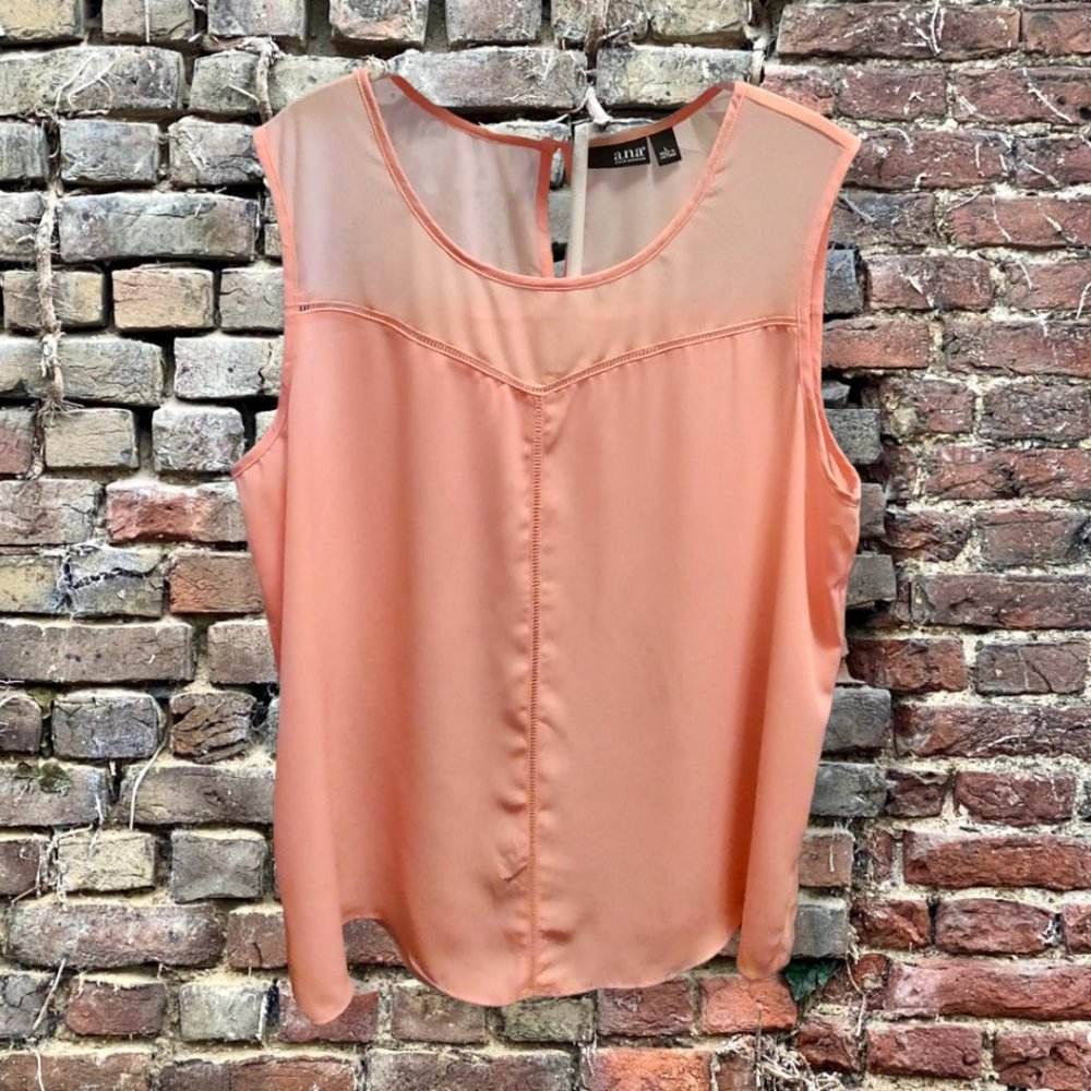 a.n.a. Peach Silk Tank Top, size Large EUC
